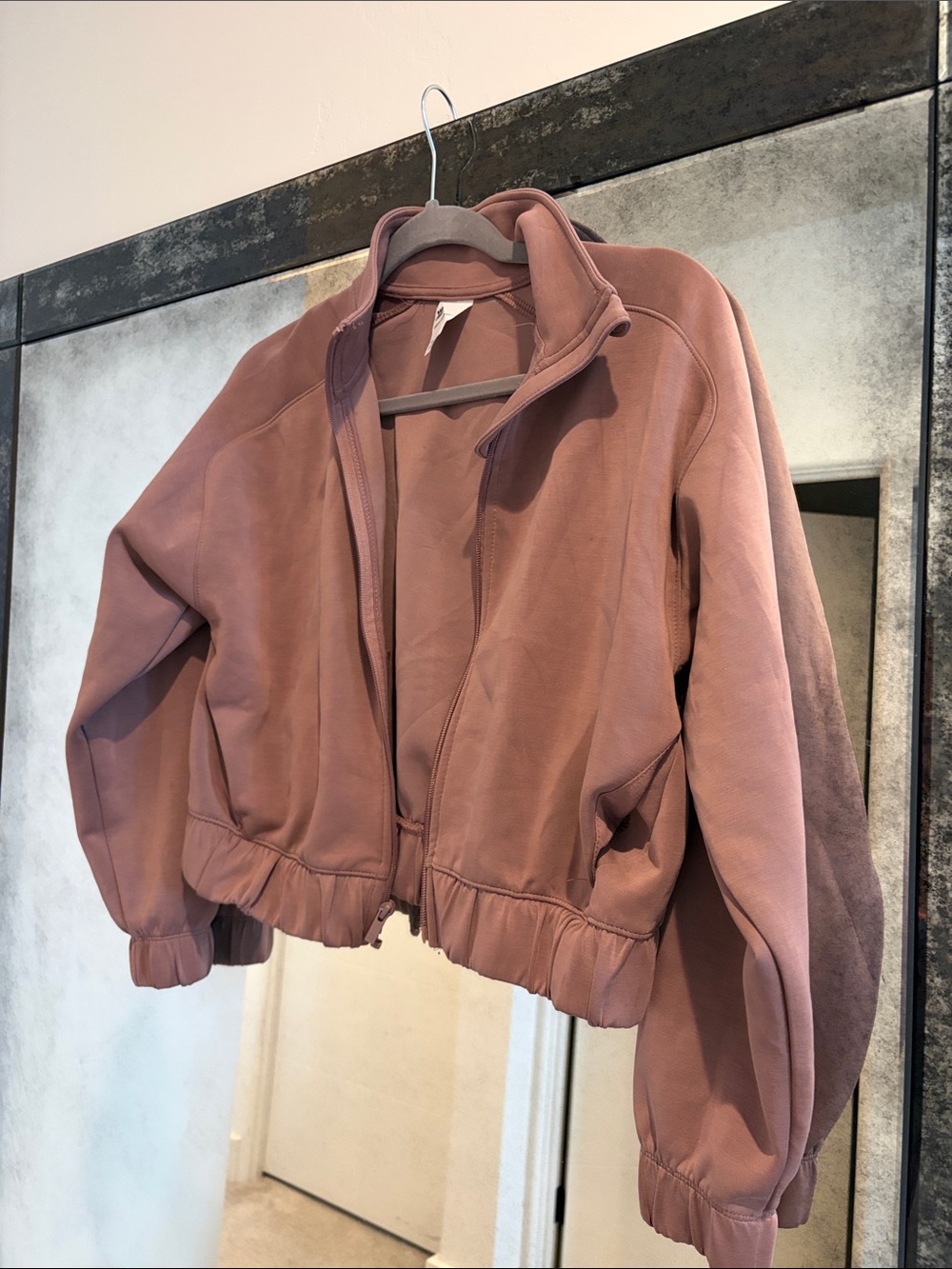all in motion Dusty Rose Zip-Up Bomber Jacket